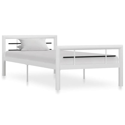 vidaXL Bed Frame without Mattress White and Black Metal 100x200 cm
