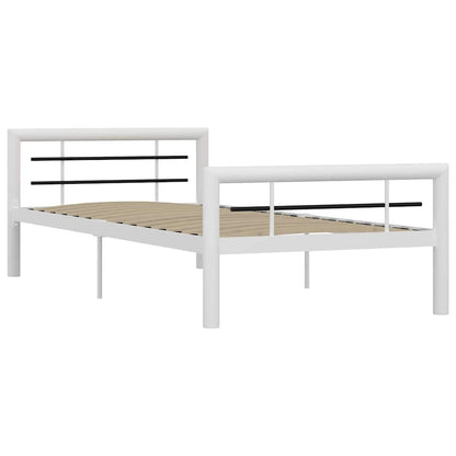 vidaXL Bed Frame without Mattress White and Black Metal 100x200 cm