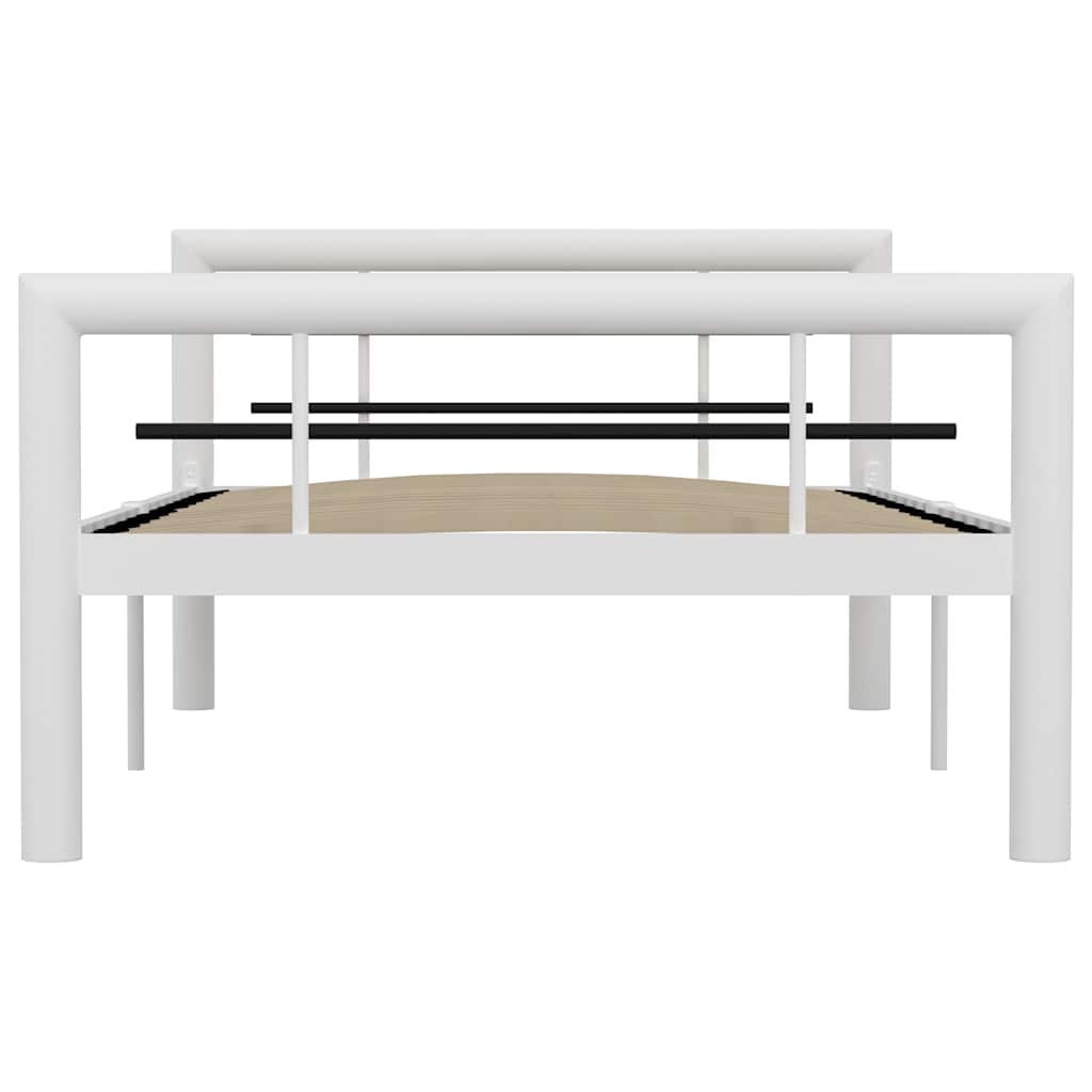 vidaXL Bed Frame without Mattress White and Black Metal 100x200 cm