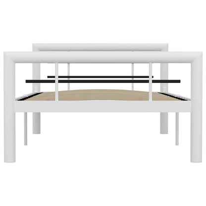 vidaXL Bed Frame without Mattress White and Black Metal 100x200 cm