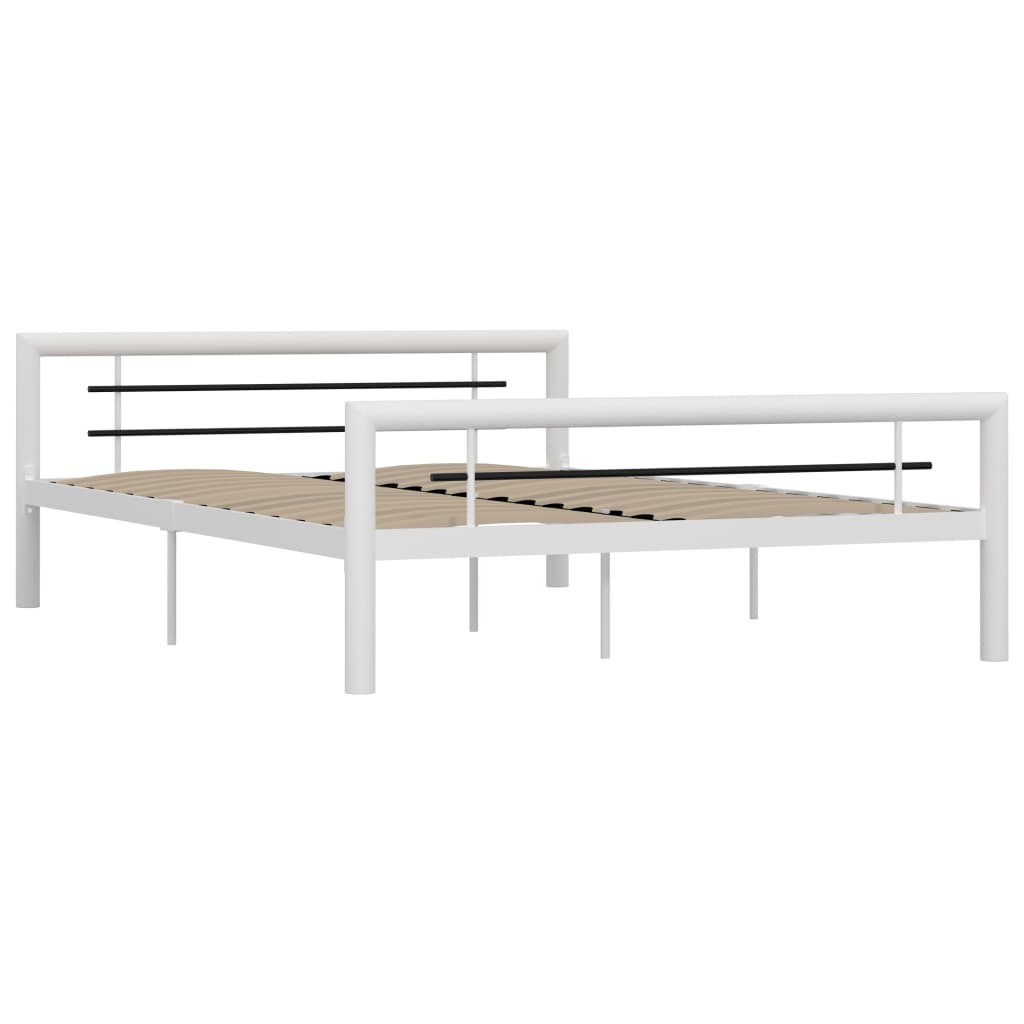 vidaXL Bed Frame without Mattress White and Black Metal 120x200 cm