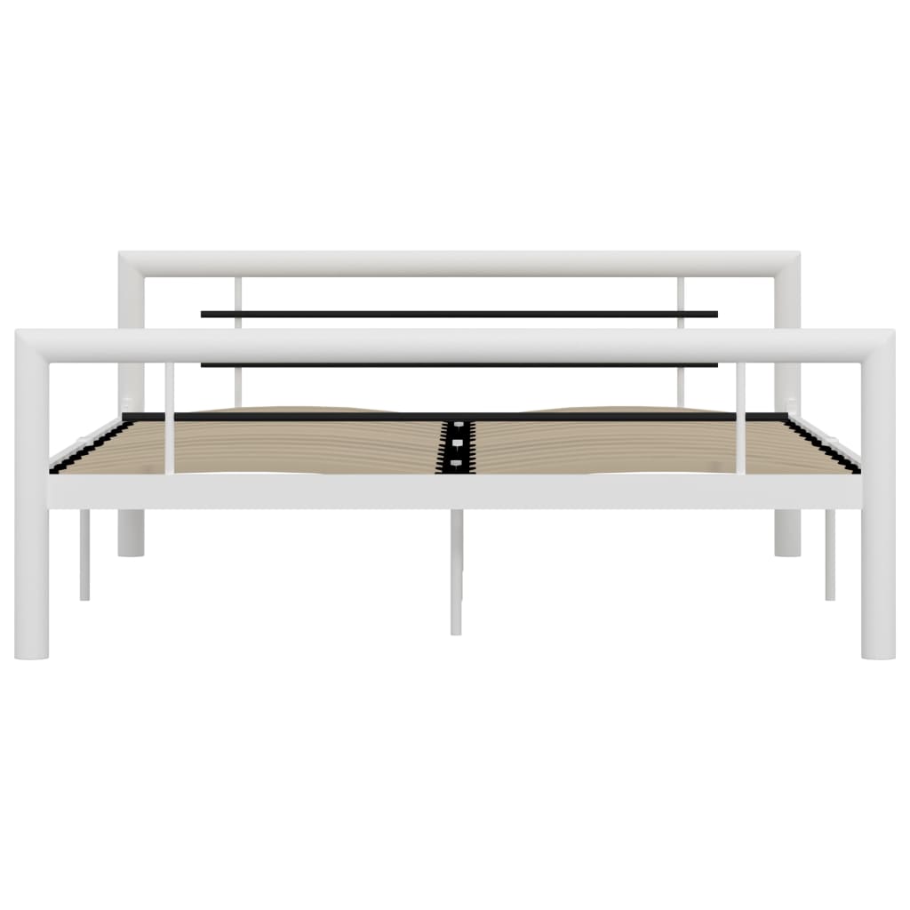 vidaXL Bed Frame without Mattress White and Black Metal 120x200 cm