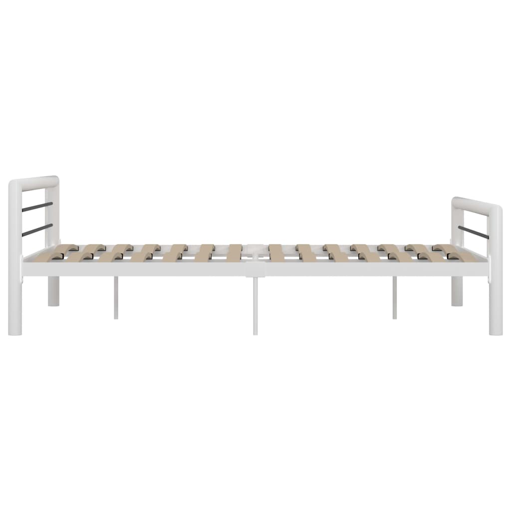 vidaXL Bed Frame without Mattress White and Black Metal 140x200 cm