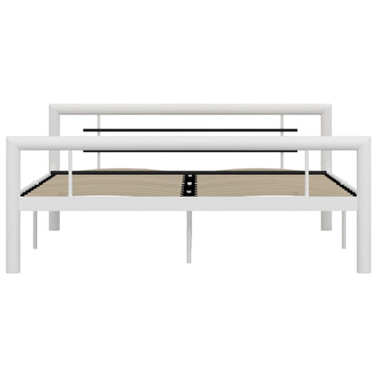vidaXL Bed Frame without Mattress White and Black Metal 160x200 cm