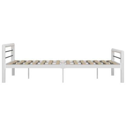 vidaXL Bed Frame without Mattress White and Black Metal 160x200 cm