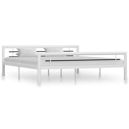 vidaXL Bed Frame | White and Black | Metal | Super King |  Durable  | Bed Frame