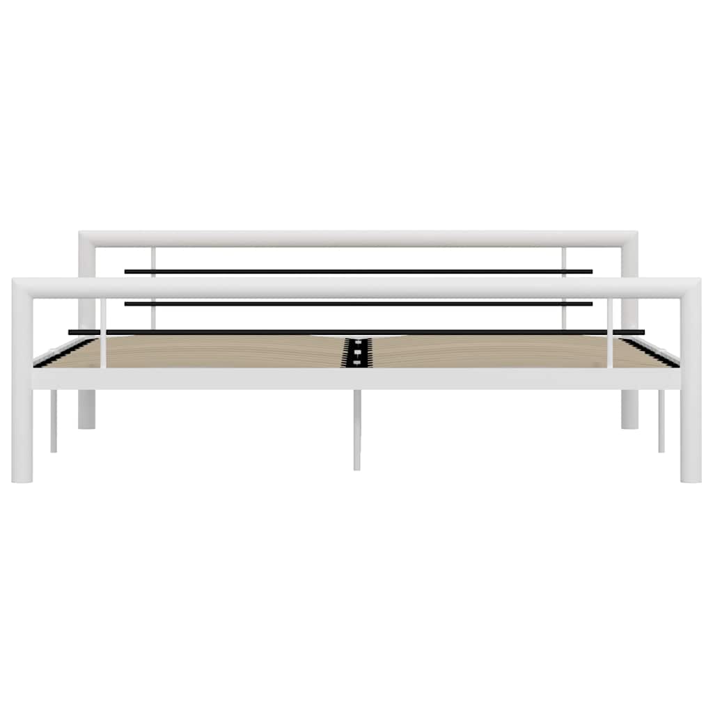 vidaXL Bed Frame | White and Black | Metal | Super King |  Durable  | Bed Frame