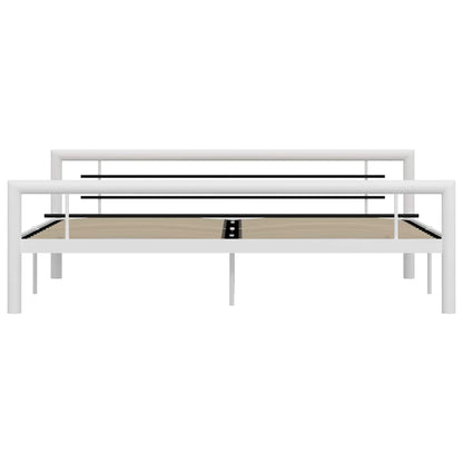 vidaXL Bed Frame | White and Black | Metal | Super King |  Durable  | Bed Frame