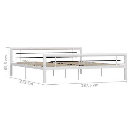 vidaXL Bed Frame | White and Black | Metal | Super King |  Durable  | Bed Frame