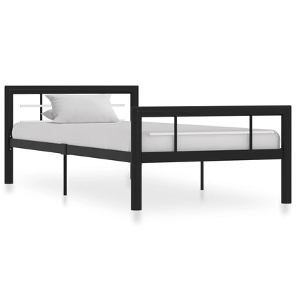 vidaXL Bed Frame | Black and White | Metal | 90 x 200 cm | Bed Frame