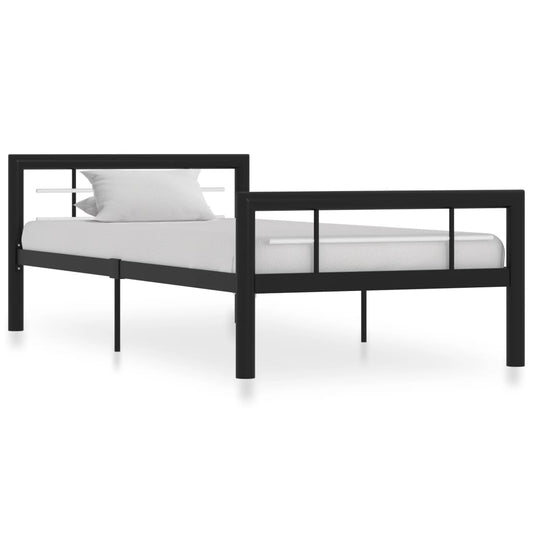 vidaXL Bed Frame | Black and White | Metal | 90 x 200 cm | Bed Frame