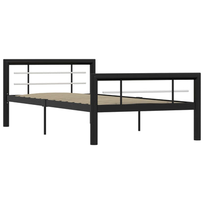 vidaXL Bed Frame | Black and White | Metal | 90 x 200 cm | Bed Frame