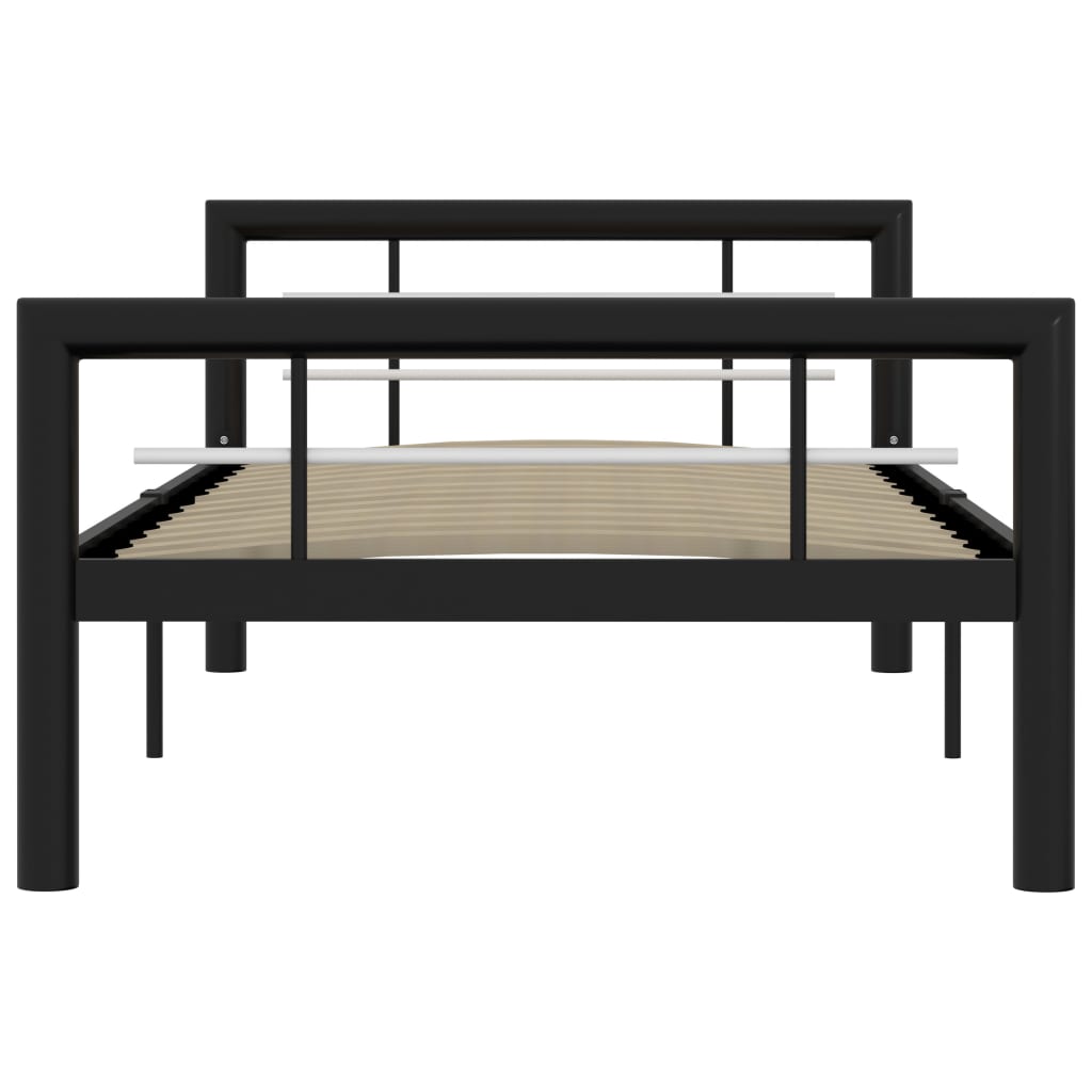 vidaXL Bed Frame | Black and White | Metal | 90 x 200 cm | Bed Frame