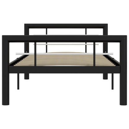 vidaXL Bed Frame without Mattress Black and White Metal 100x200 cm