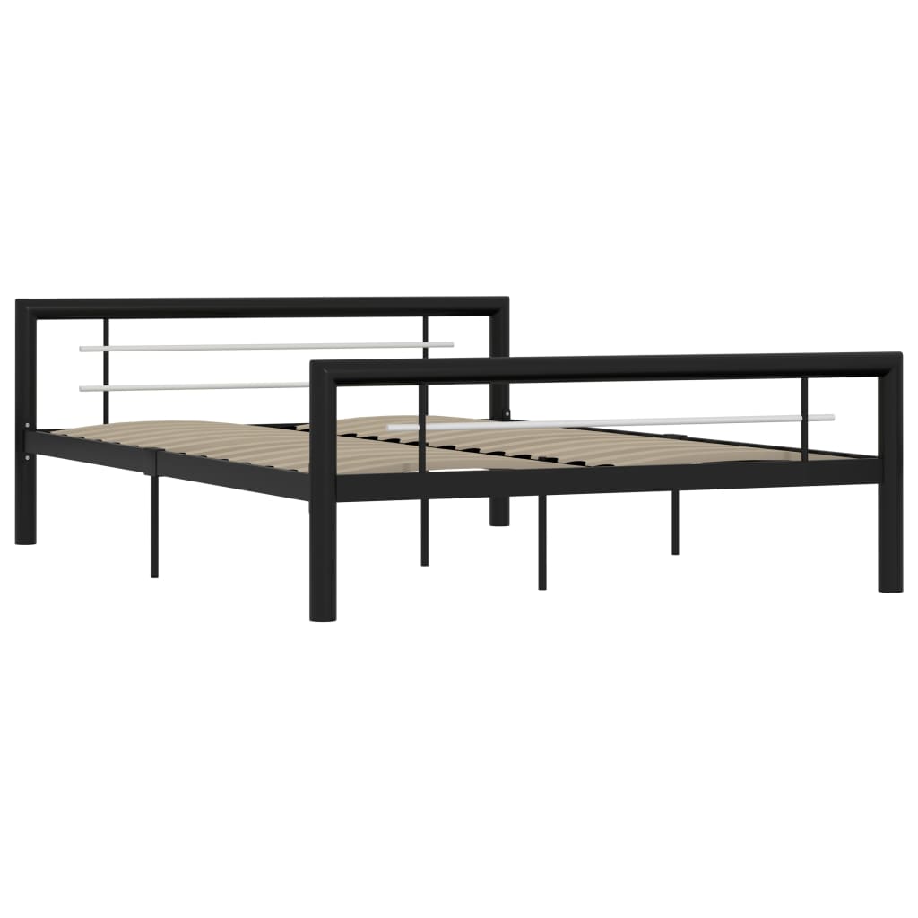 vidaXL Bed Frame without Mattress Black and White Metal 120x200 cm