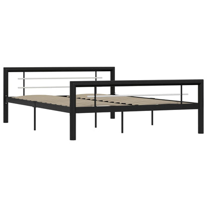 vidaXL Bed Frame without Mattress Black and White Metal 120x200 cm