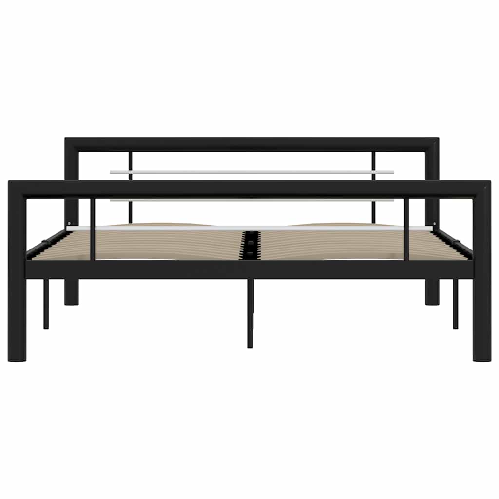 vidaXL Bed Frame without Mattress Black and White Metal 120x200 cm