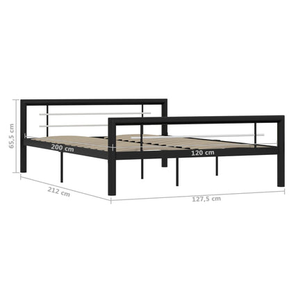 vidaXL Bed Frame without Mattress Black and White Metal 120x200 cm