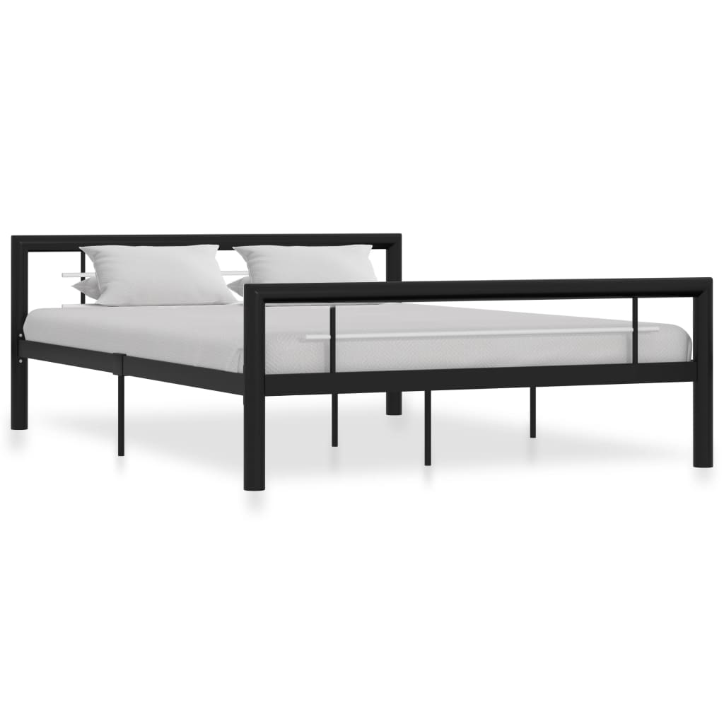 vidaXL Bed Frame | Black and White | Metal | Double | Durable