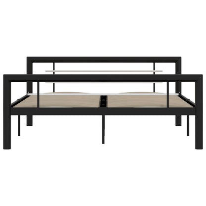 vidaXL Bed Frame | Black and White | Metal | Double | Durable
