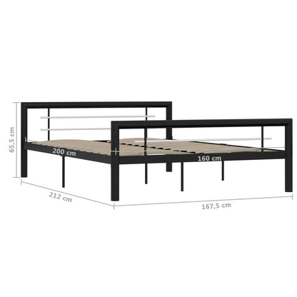 vidaXL Bed Frame | Black and White | Metal | Double | Durable