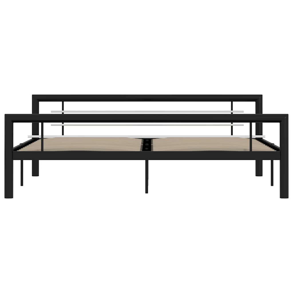 vidaXL Bed Frame without Mattress Black and White Metal 180x200 cm Super King