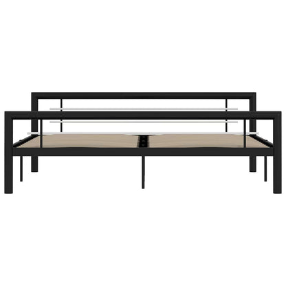 vidaXL Bed Frame without Mattress Black and White Metal 180x200 cm Super King