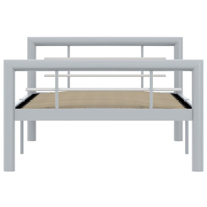 vidaXL Bed Frame without Mattress Grey and White Metal 90x200 cm