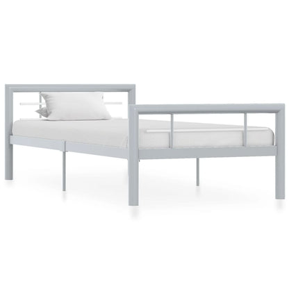 vidaXL Bed Frame | Grey and White | Metal | Single | Durable | Bed Frame
