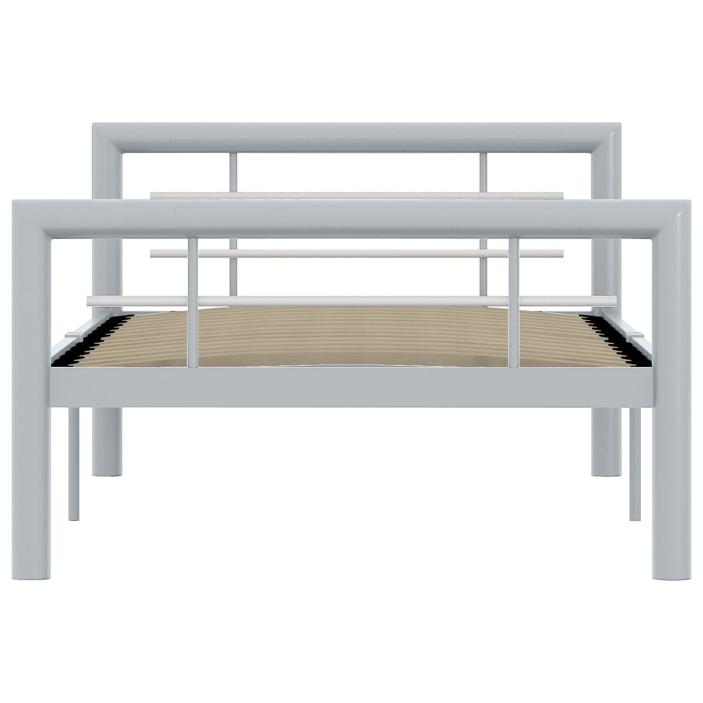 vidaXL Bed Frame | Grey and White | Metal | Single | Durable | Bed Frame