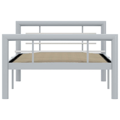 vidaXL Bed Frame | Grey and White | Metal | Single | Durable | Bed Frame