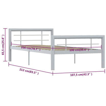 vidaXL Bed Frame | Grey and White | Metal | Single | Durable | Bed Frame
