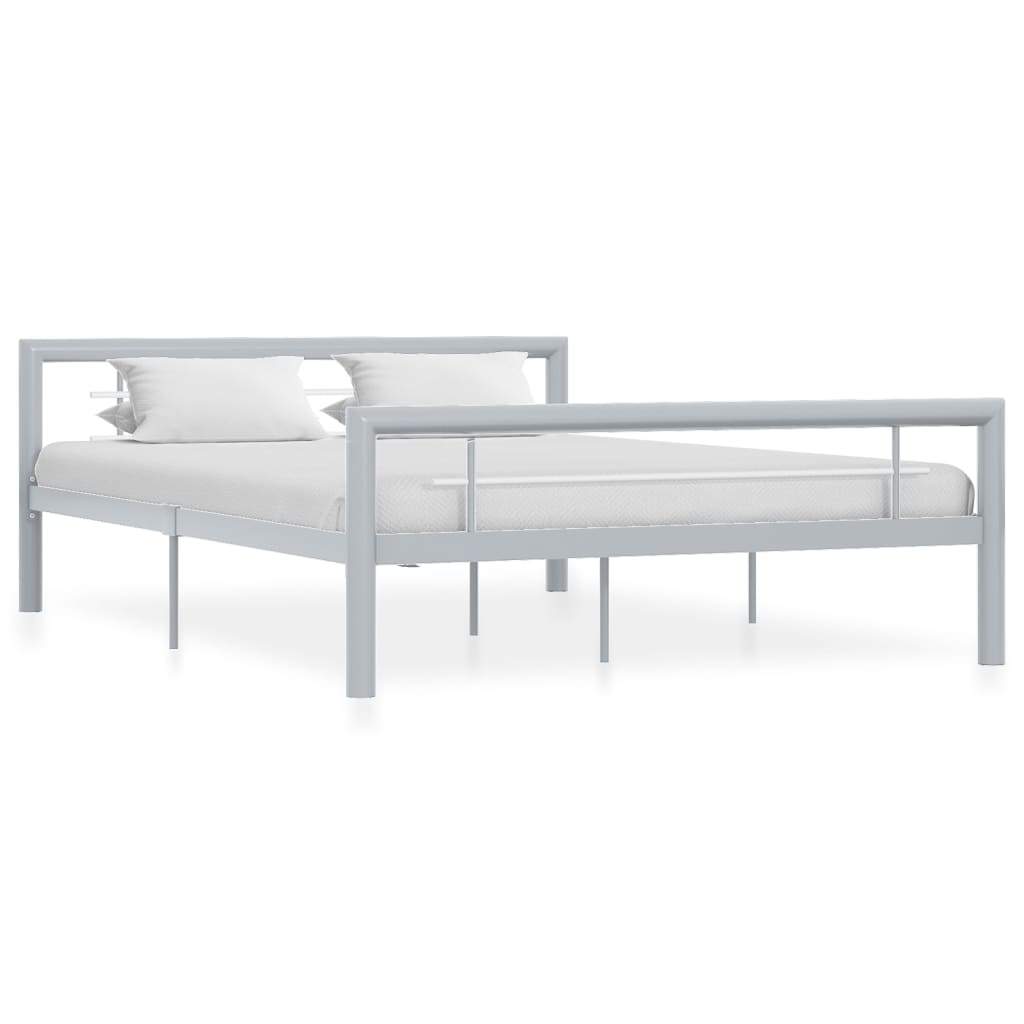 vidaXL Bed Frame without Mattress Grey and White Metal 120x200 cm