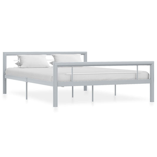vidaXL Bed Frame without Mattress Grey and White Metal 120x200 cm
