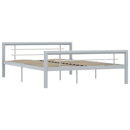 vidaXL Bed Frame without Mattress Grey and White Metal 120x200 cm