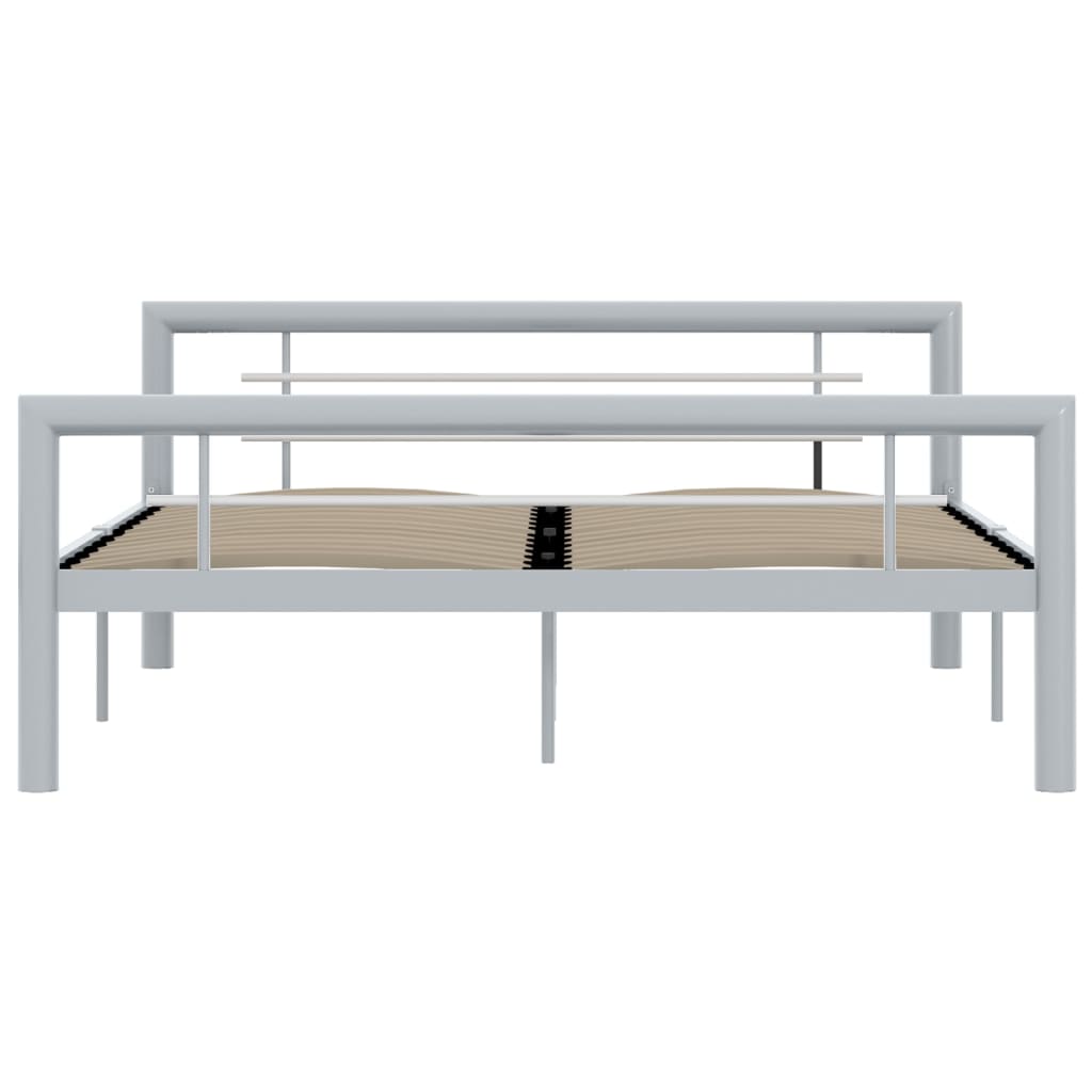 vidaXL Bed Frame without Mattress Grey and White Metal 120x200 cm