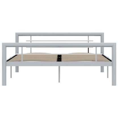 vidaXL Bed Frame without Mattress Grey and White Metal 120x200 cm