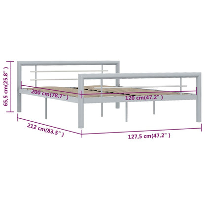 vidaXL Bed Frame without Mattress Grey and White Metal 120x200 cm