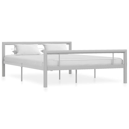 vidaXL Bed Frame without Mattress Grey and White Metal 140x200 cm