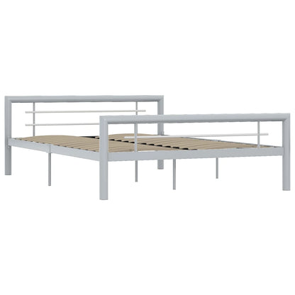 vidaXL Bed Frame without Mattress Grey and White Metal 140x200 cm