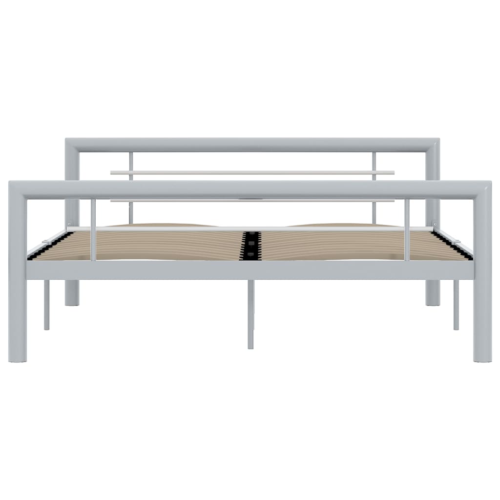 vidaXL Bed Frame without Mattress Grey and White Metal 140x200 cm