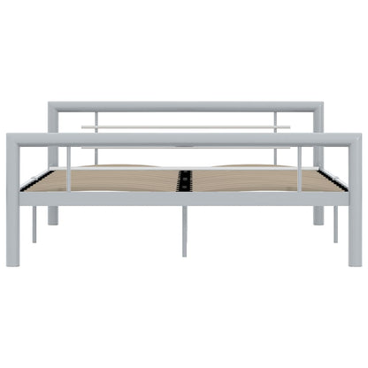 vidaXL Bed Frame without Mattress Grey and White Metal 140x200 cm
