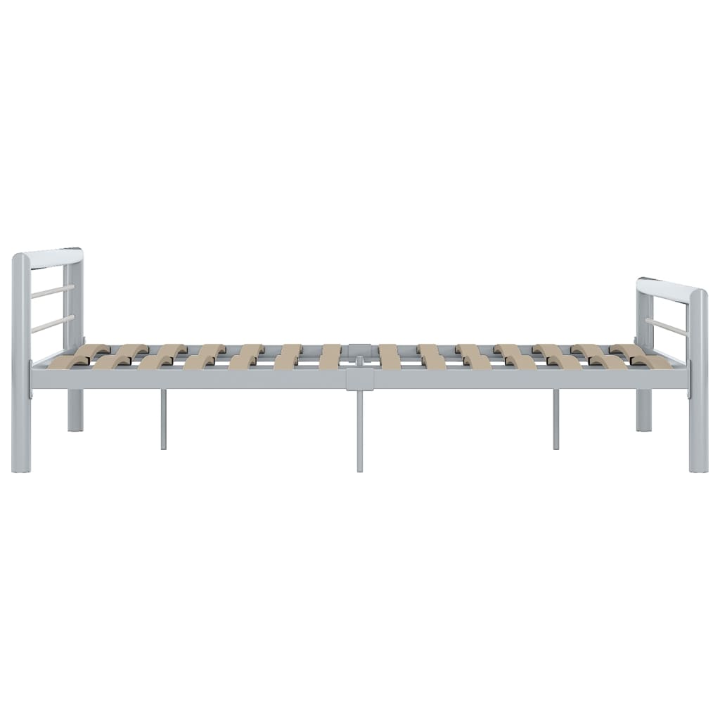 vidaXL Bed Frame without Mattress Grey and White Metal 140x200 cm