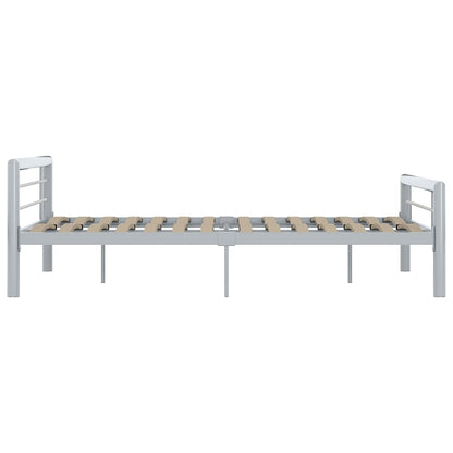 vidaXL Bed Frame without Mattress Grey and White Metal 140x200 cm