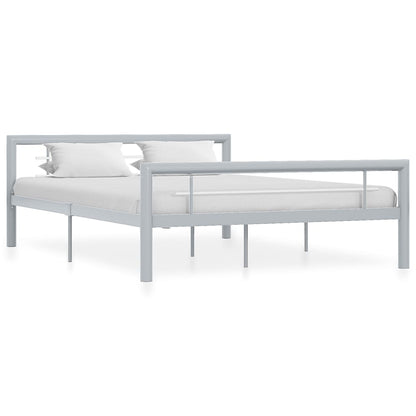 vidaXL Bed Frame without Mattress Grey and White Metal 160x200 cm