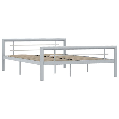 vidaXL Bed Frame without Mattress Grey and White Metal 160x200 cm