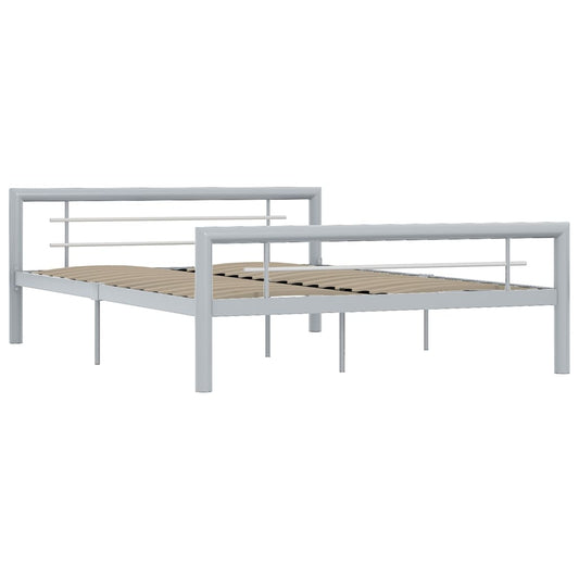 vidaXL Bed Frame without Mattress Grey and White Metal 160x200 cm