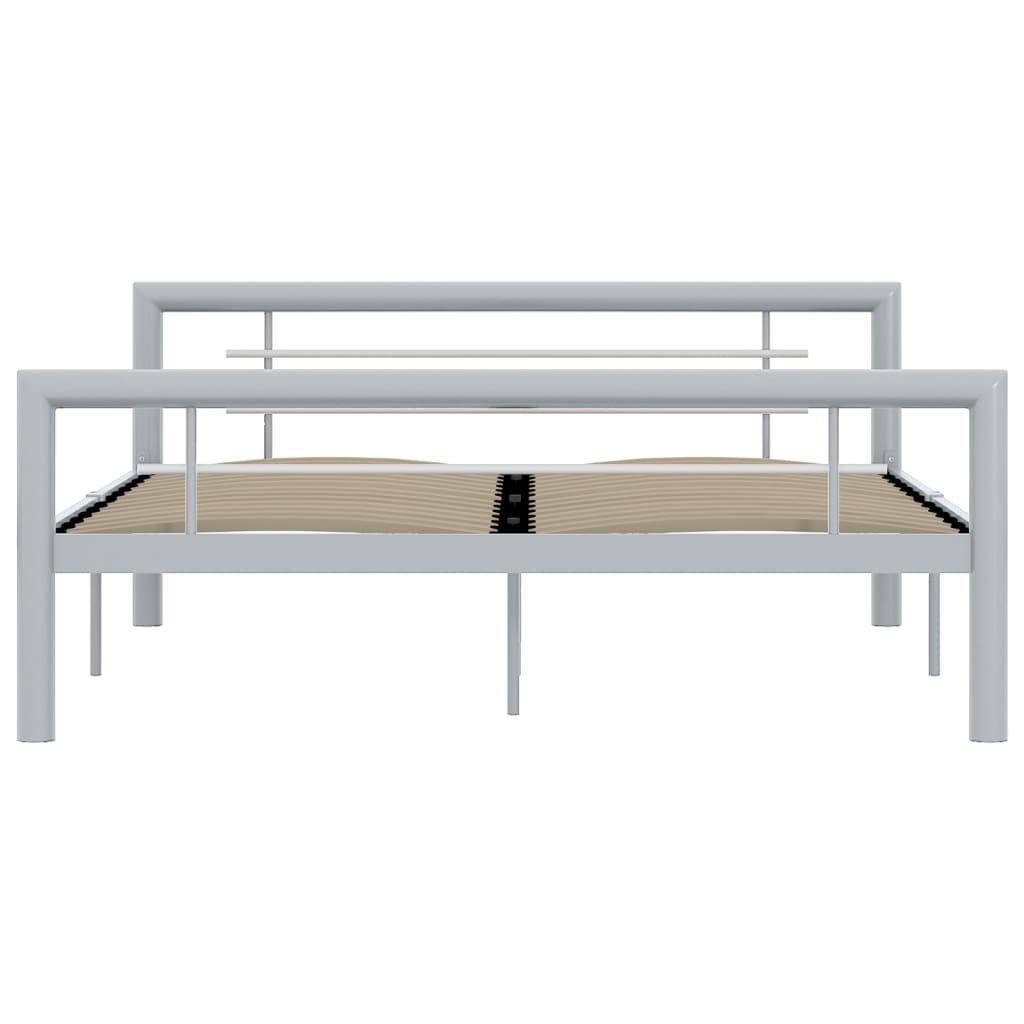 vidaXL Bed Frame without Mattress Grey and White Metal 160x200 cm