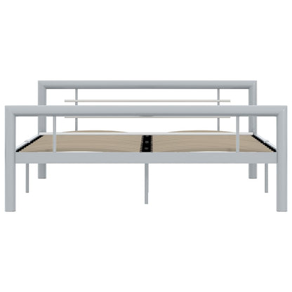 vidaXL Bed Frame without Mattress Grey and White Metal 160x200 cm