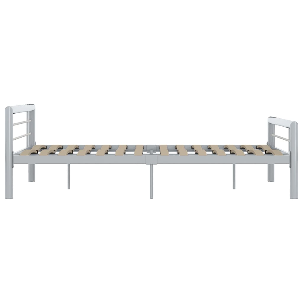 vidaXL Bed Frame without Mattress Grey and White Metal 160x200 cm
